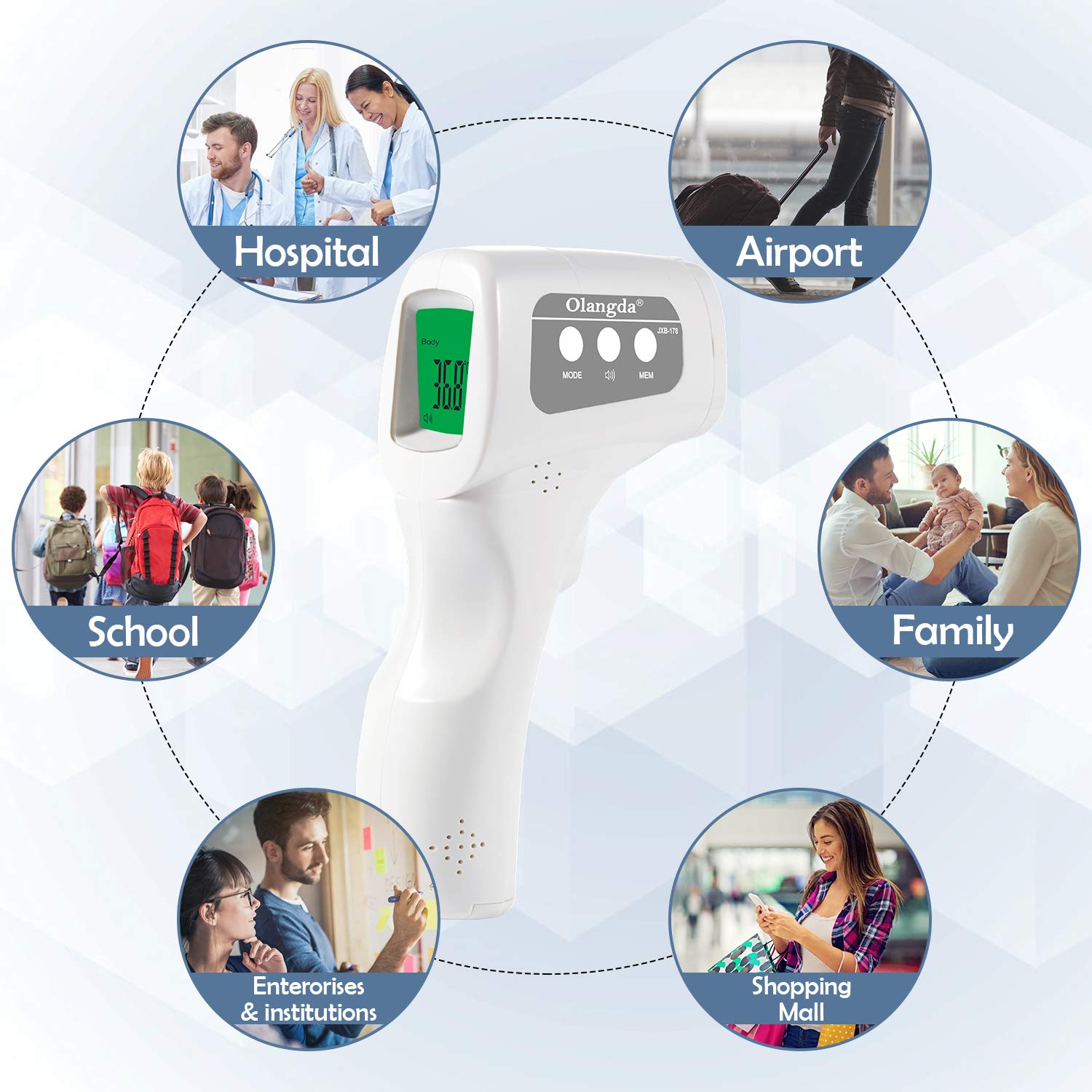 OLANGDA No-Touch Forehead Thermometer for Adults, Digital Infrared Thermometer for Adults and Kids, Body Thermometer and Surface Thermometer 2 in 1 Dual Mode Medical Thermometer