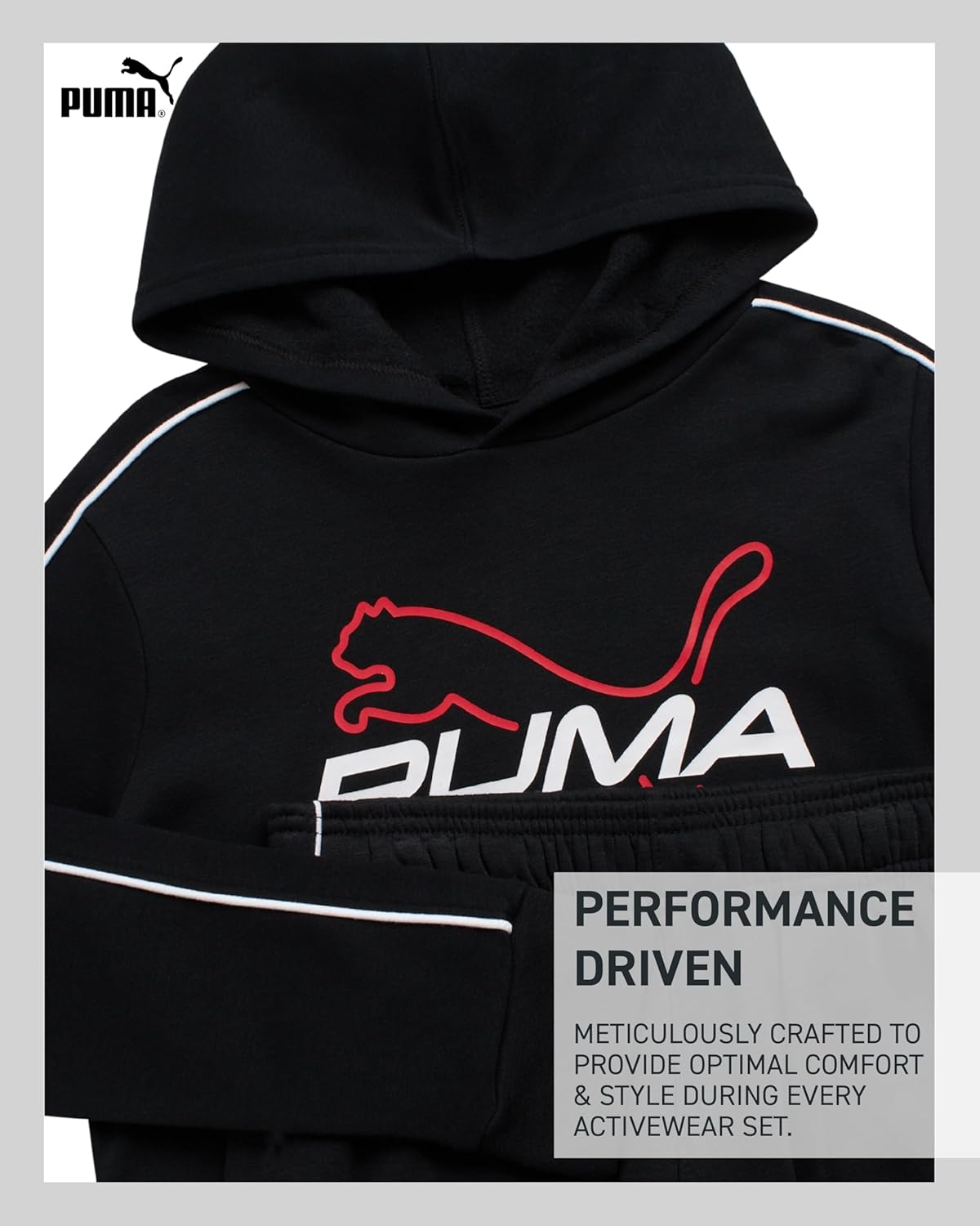 PUMA Boys Sweatpants Set - 2 Piece Fleece Pullover Hoodie Sweatshirt and Boys Jogger Pants Youth Kids Activewear Set (8-16)