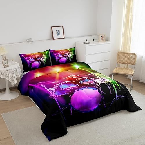 Miniatura 2 de Feelyou Juego de edredón con temática musical, juego de ropa de cama con instrumentos musicales para niños, niñas, decoración de habitación de