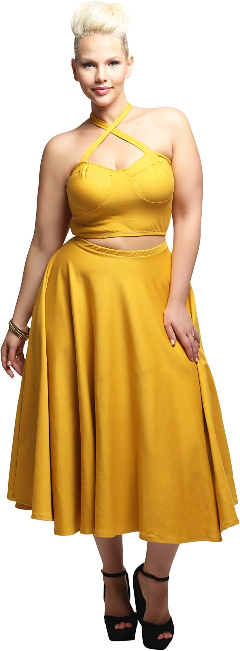 Rue107 Women's ‘Paige’ Circle Skirt- Golden Yellow