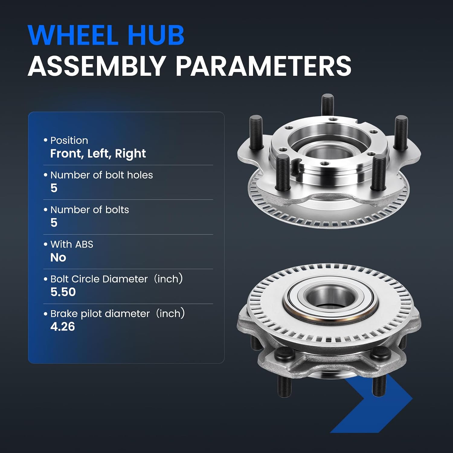 513193 Front Wheel Bearing and Hub Assembly Compatible with Chevrolet Tracker 2001-2004, Compatible with Suzuki Grand Vitara 2001-2005, for XL-7 2002-2006, 2PCS