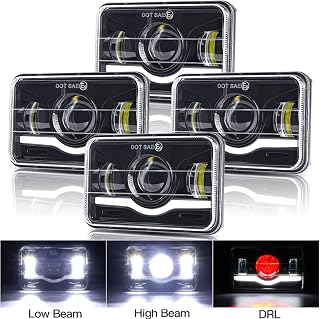 DZCULB 4x6 LED Headlights Dot Approved 4x6 Inch Rectangular H6545 LED Headlight with DRL Angel Eye Hi/Low Sealed Beam Replace H4651 H4652 H4656 H4668 H4642 for Truck SUV J-eep Wrangler 4PCS