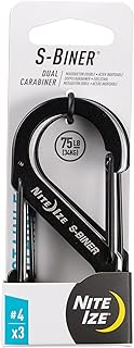 Nite Ize S-Biner Stainless Steel Dual Carabiner - Multi Purpose Dual Carabiner Clip - Great for Camping Supplies & Hiking Essentials - Secure Key Holder - Size 4, Black/Stainless Steel (3 Pack)