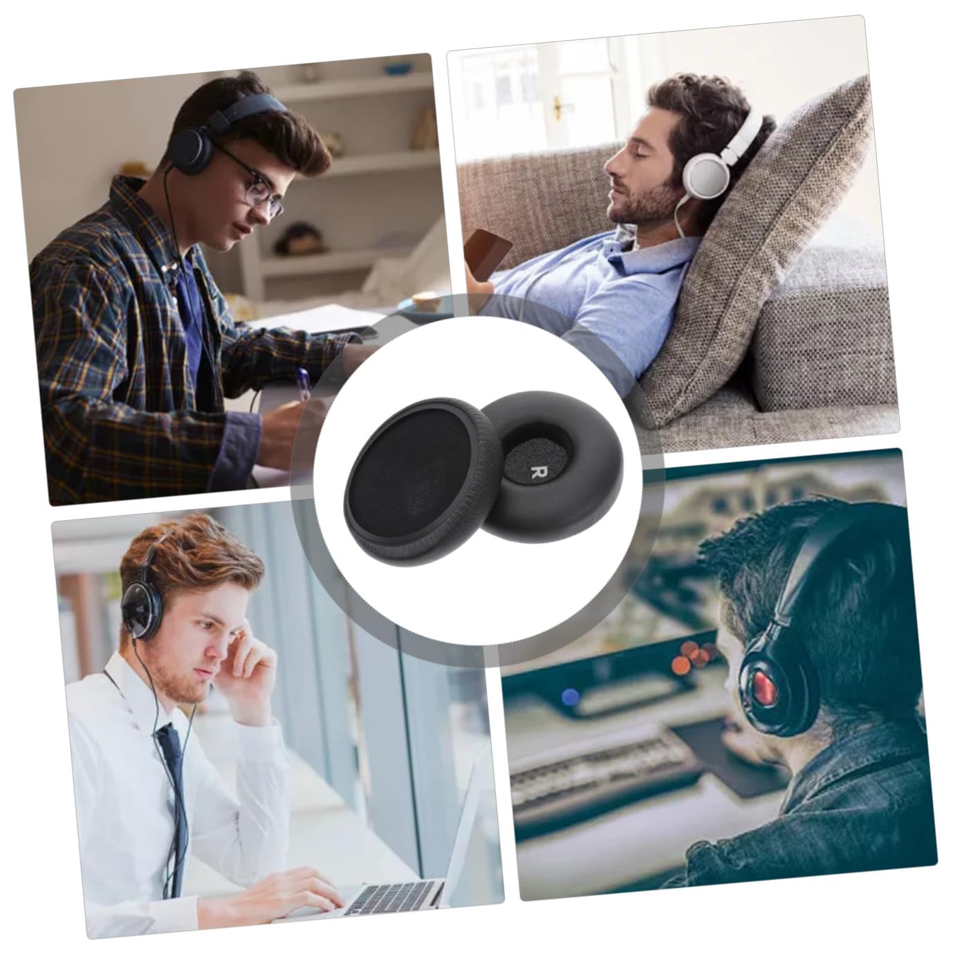 Gadpiparty 2 Paia Di Cuscinetti Auricolari Di Ricambio Per Cuffie in Schiuma Pu Nera Comodi Per Cuffie