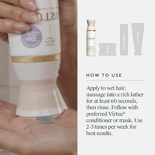 Miniatura 6 de VIRTUE Champú deslatado, tónico de color natural, ilumina y revitaliza todo el cabello tratado con color, ColorKick, 8 onzas líquidas