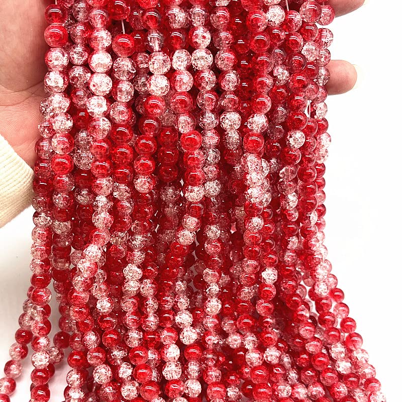 LYVQZPWLRsemillas de vidrio, Nuevas cuentas de vidrio agrietadas redondas de 4 mm/6 mm/8 mm de diámetro, cuentas espaciadoras sueltas for pulseras hechas a mano. Accesorios for manualidades.(28,6mm(50