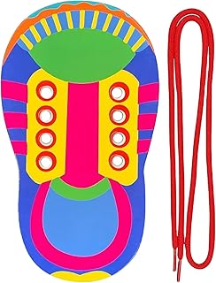 靴ひもボード 靴紐結び 靴ひも通し ひもの糸を結ぶ教育 靴紐練習おもちゃ 紙+綿紐 3-6歳用 知育玩具 手先訓練 着色可能 安全素材 誕生日プレゼント 自立スキル育成 10×17.8cm