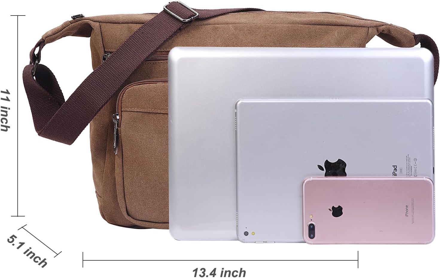 BOMKEE Canvas Messenger Bag, Satchel Bag Vintage Canvas Shoulder Bags Crossbody Laptop Side Bag for Work School Travel - Image 7