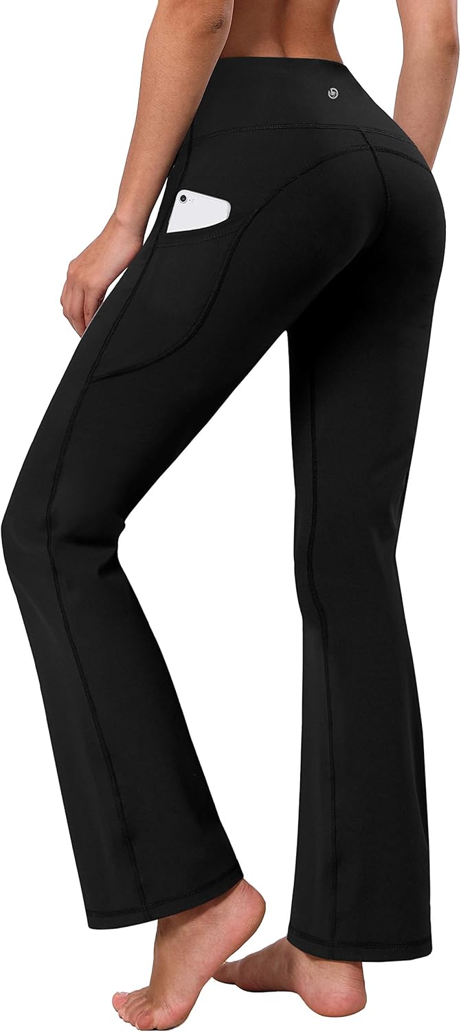 BUBBLELIME 29″/31″/33″/35″/37″ 3 Styles Women’s High Waist Bootcut Yoga Pants Basic/Side Pockets Tummy Control Workout Flared