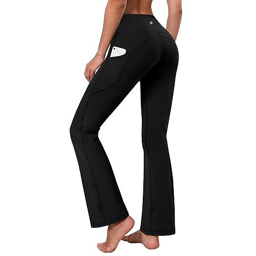 BUBBLELIME 29"/31"/33"/35" 4 Styles Women's High Waist Bootcut Yoga Pants - Side Pockets_JetBlack M-33 Inseam