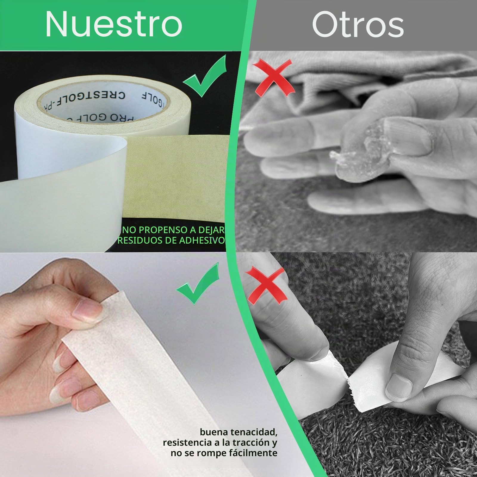 Crestgolf Cinta de Agarre de Golf de Doble Cara,para instalación de Agarre de Palos de Golf, Cinta de Agarre Multifuncional de Tira de Agarre de Golf, Tiras cropables de Fuerte adherencia, 185 Palos