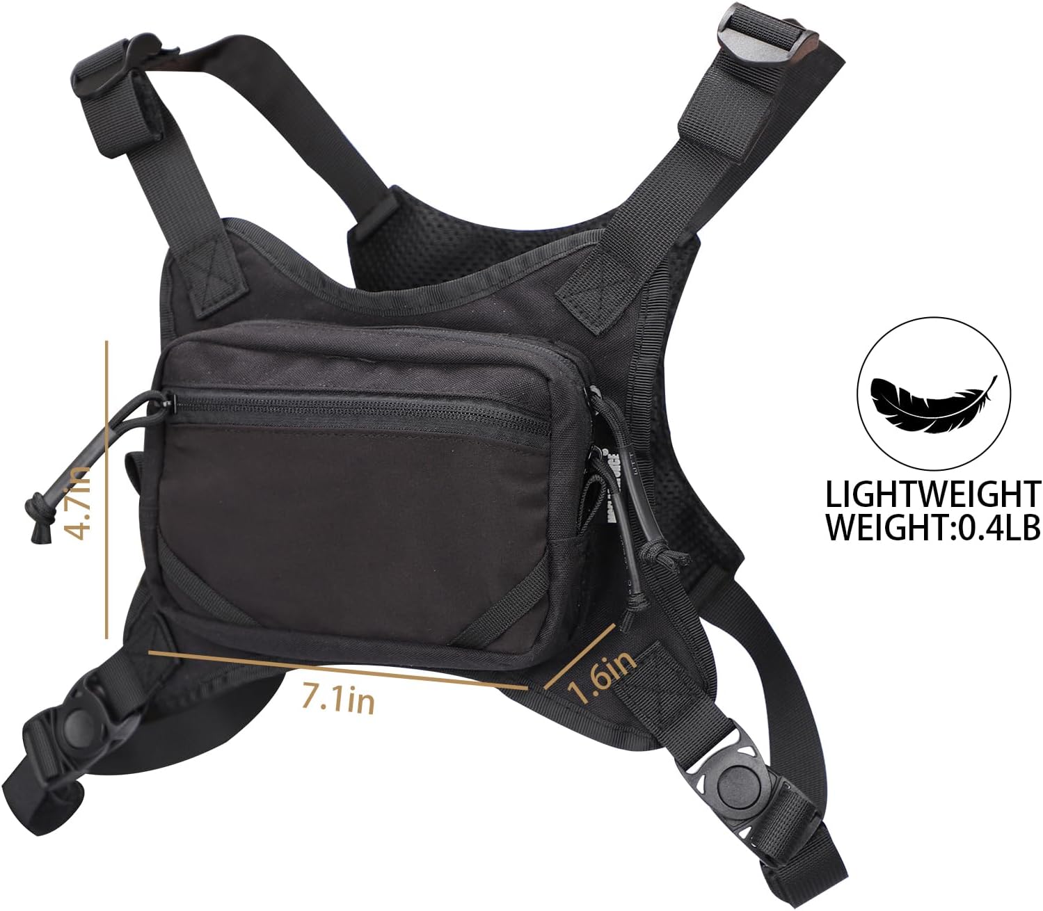 MGFLASHFORCE Chest Bag for Men and Women, Chest Rig Pack Front EDC Pouch Running Vest Phone Holder for Workout, Hiking and Outdoor Sports - Image 2