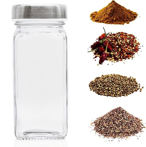 Miniatura 13 de 6 tarros de especias negras, botellas de condimento de vidrio de 4 onzas, contenedor de especias, frascos de especias vacíos, botellas cuadradas