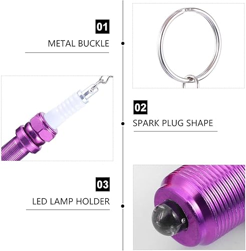 Miniatura 2 de Garneck Llavero de bujía con luz LED iluminada 3D en miniatura, llavero para coche, bolso de mano, colgante para hombres y mujeres, 5 uds, Color