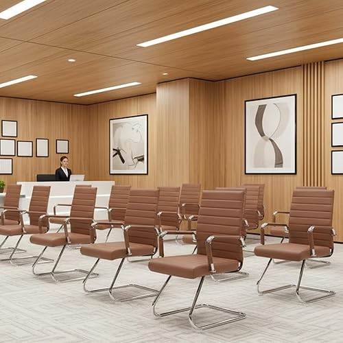 Miniatura 8 de Sidnali - Sillas de sala de espera, silla de invitados de oficina con base de trineo y respaldo medio para recepción sala de conferencias, color