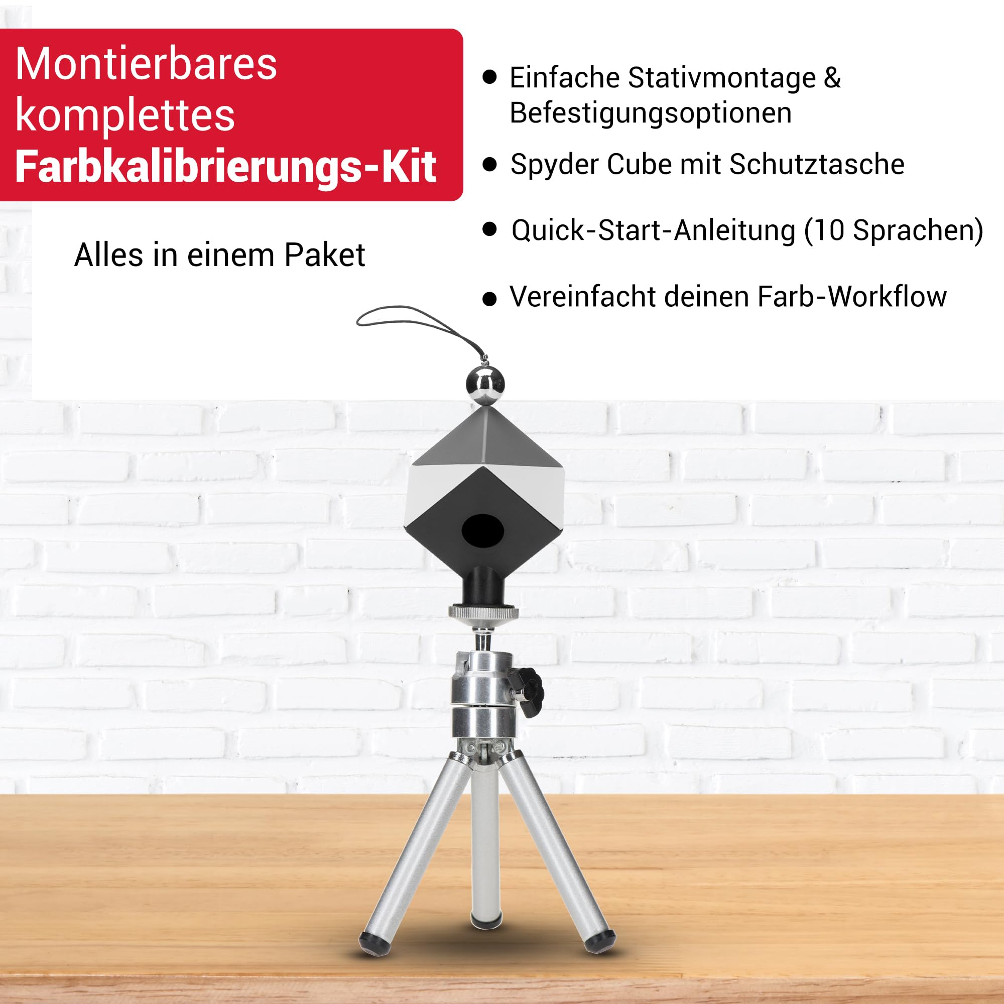 Datacolor Spyder Cube: robuste Graukarte mit präziser Kontrastbestimmung durch Lichtfalle & Chromkugel
