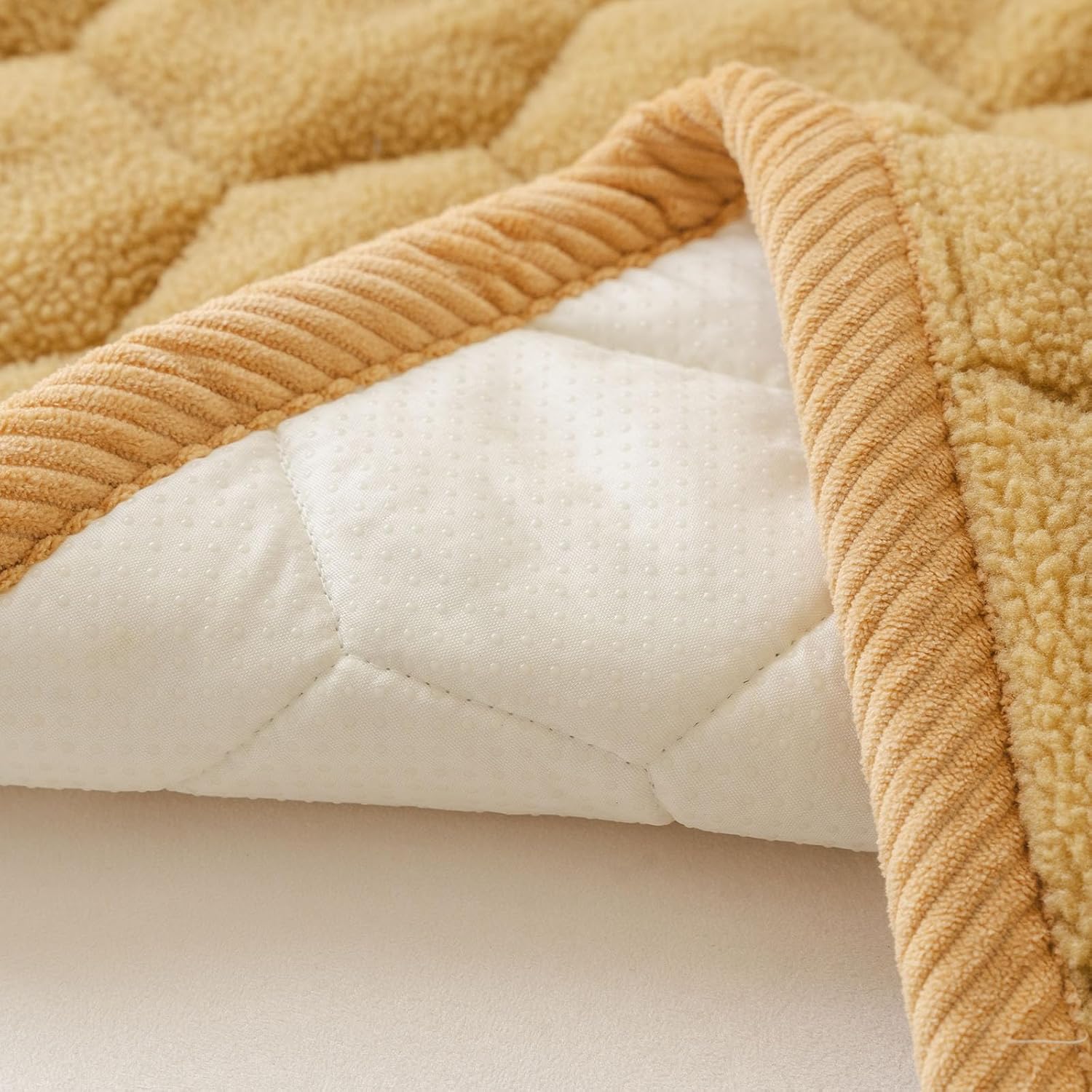 vctops Sherpa Fleece Couch Cover for Dogs Washable, Soft Fuzzy Pet Couch Covers for 3 Cushion Sofa Pet Friendly, Anti Slip Thick Sofa Cover (Mustard Yellow B,28"x82")