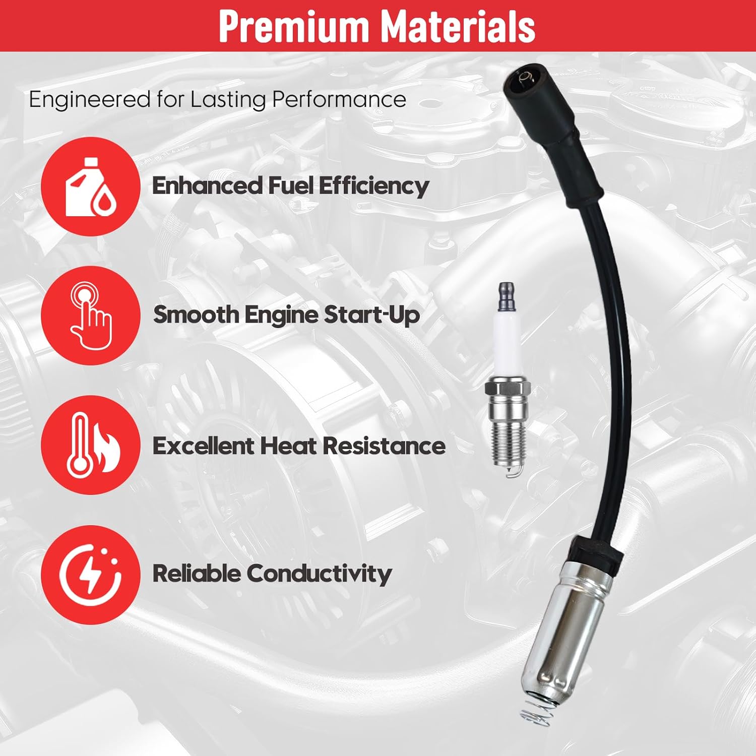 High Performance Spark Plugs and Wires Fit for 1999-2013 Chevy Silverado 1500 2500 Tahoe Suburban Avalanche GMC Sierra Yukon Escalade, Replace for 9748HH 9748UU 41-162 41-110, with 4.8 5.3 6.0 6.2 V8