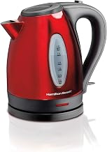 Hamilton Beach Electric Tea Kettle, Water Boiler & Heater, 1.7 Liter, Cordless Serving, 1500 Watts for Fast Boiling, Auto-Shutoff and Boil-Dry Protection, Red (40885)