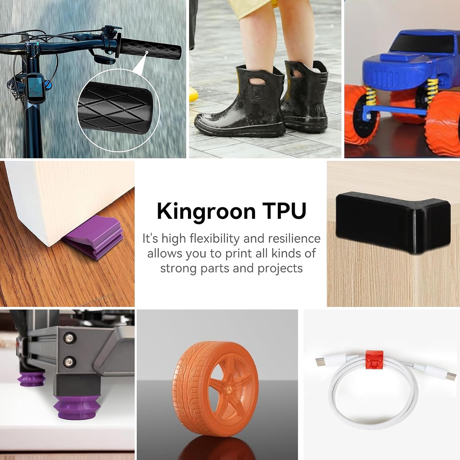 Kingroon Black TPU Filament 1.75mm, 95A Flexible TPU 3D Printer Filament, Clog-Free Filament 1kg Spool (2.2lbs), +/- 0.03mm Accuracy, Black