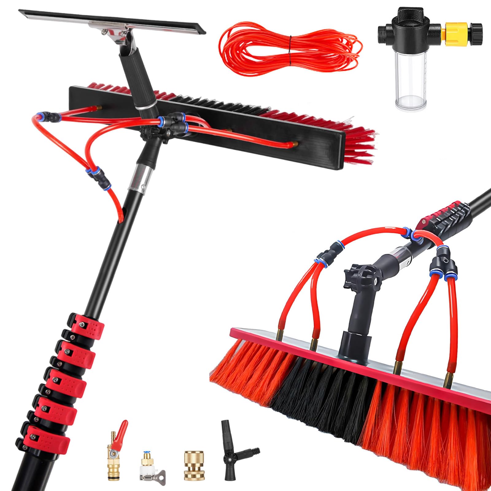ZBBGTJK 3.6m Window Cleaning Kit with Rubber Squeee & Soap Dispenser Perfect for Streak Free Solar Panel & Roof Cleaning Truck Accessory for Shine & Clari