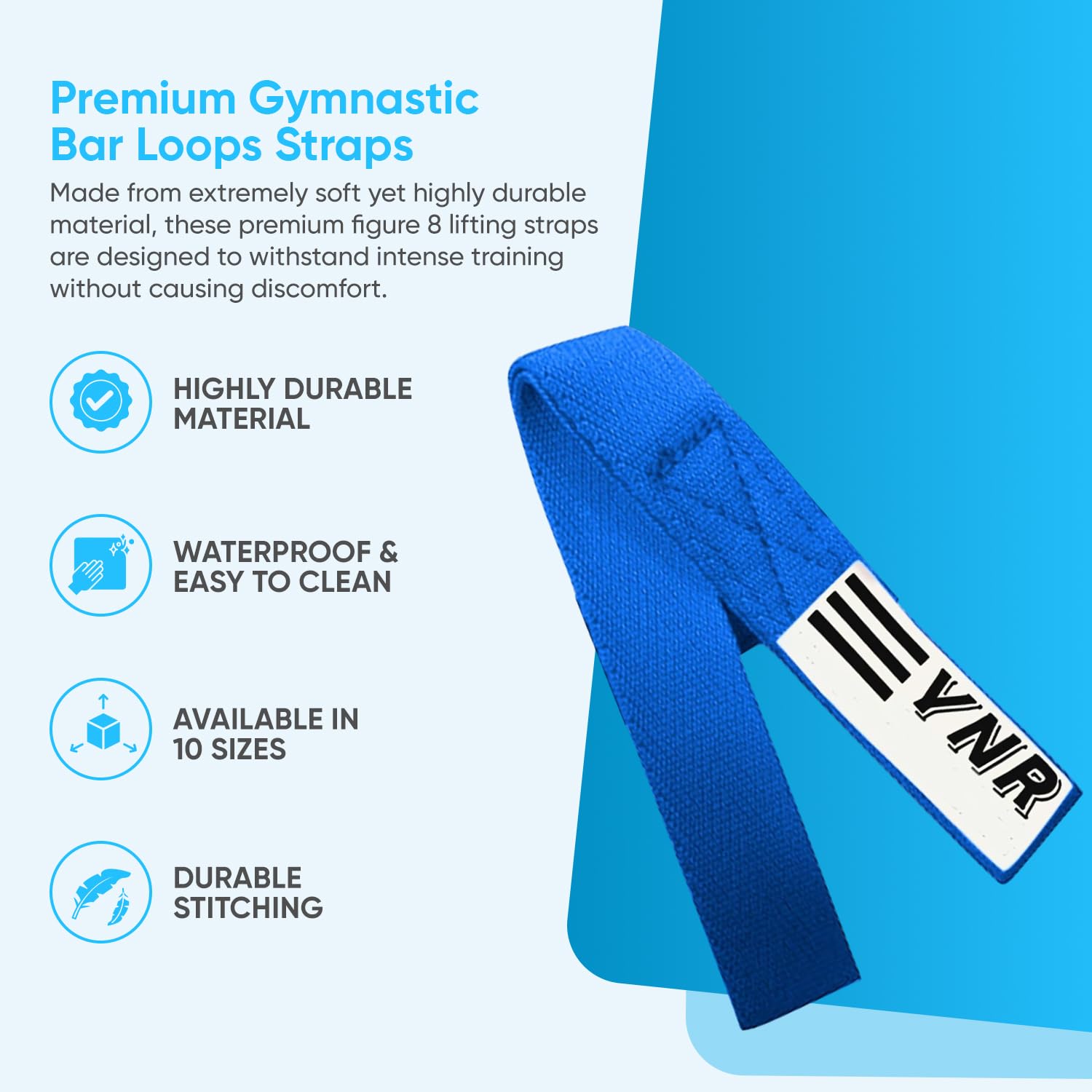YNR Figure 8 Lifting Straps, Gymnastic Bar Loops, Palm Protection Guards, Deadlift & Weight Lifting Straps - Image 2