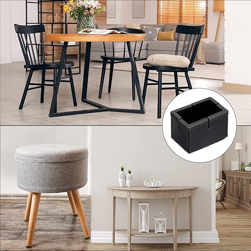 Miniatura 7 de uxcell Protectores de suelo para patas de silla, 8 piezas rectangulares de PVC y fieltro para patas de silla para suelos de madera dura (negro, 0.98