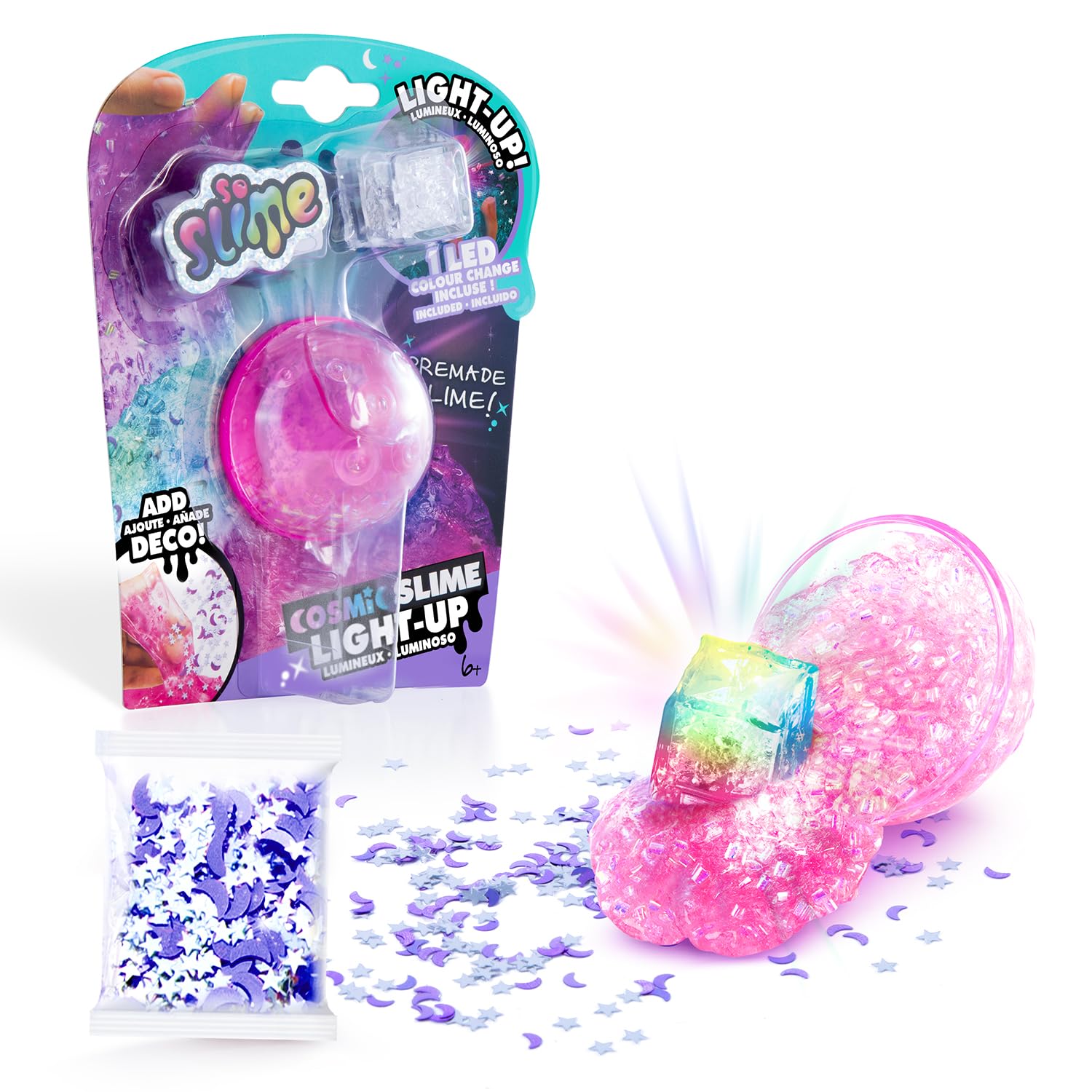 So Slime Light Up Cosmic Slime Slime Set with Decorations & Colour-Changing LED Light | Sensory Slime Toy for Kids | Age 6+