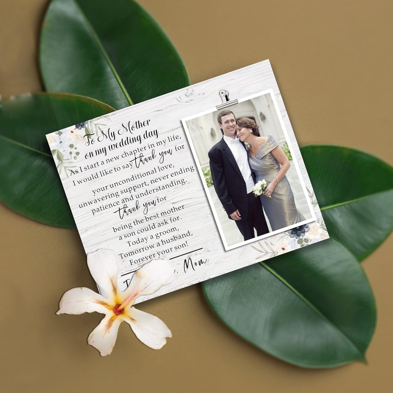 ZENNLAB Mother of the Groom Picture Frame Gifts- Wedding Thank You Gift to My Mom, Wedding Keepsake for Groom's Mother, Holds 4x6 Inch Photo