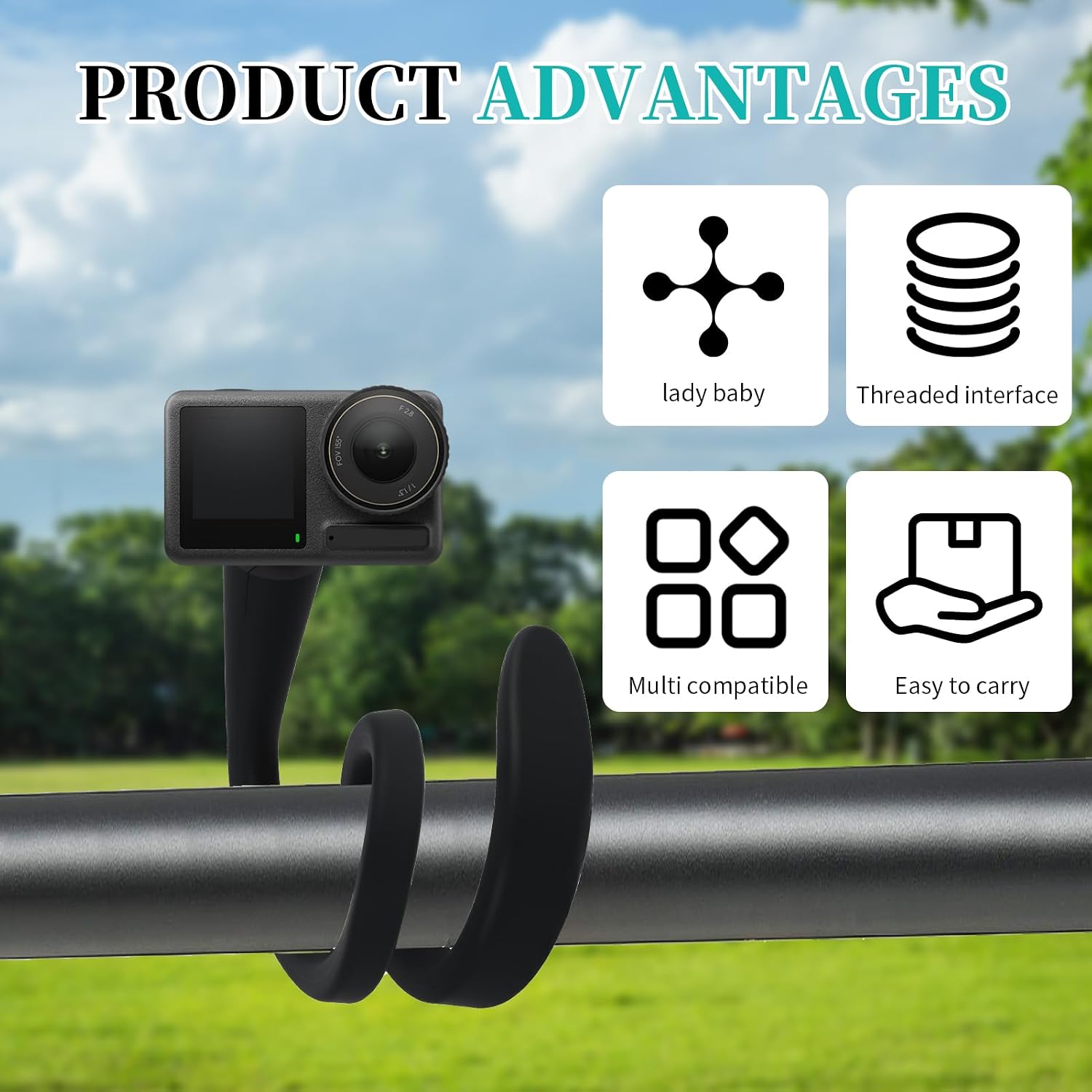 Flexible Twist Mount, Security Camera Mount, Camera Mount Compatible with Blink Mini/Mini 2 Blink XT/XT2, Blink Indoor, No Drilling Required, 42 cm Long Flexible Mount, Vie image 5