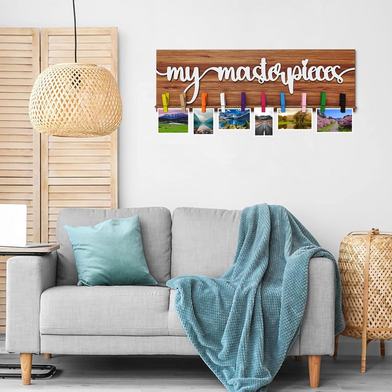 Look What I Made Sign With Clips Kids Art Display Organizer Photo Hanging Work Storage Board for Bedroom Playroom Classroom - Image 5