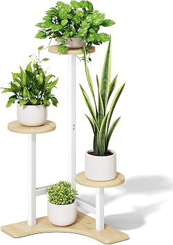 Homsorout Plant Stand Indoor, 3 Tier Corner Plant Stand for Multiple Plants, Metal Corner Shelf Flower Rack Organizer for Living Room, Balcony, Patio, Garden, Maple
