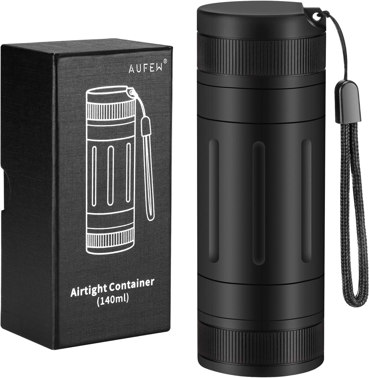 Airtight Stash Jar, Smell Proof Aluminum Alloy Outdoor Survival Waterproof Container for Herbs, Matches, Pills, Battery, Cash, Survival Fishing Kits (Gray)
