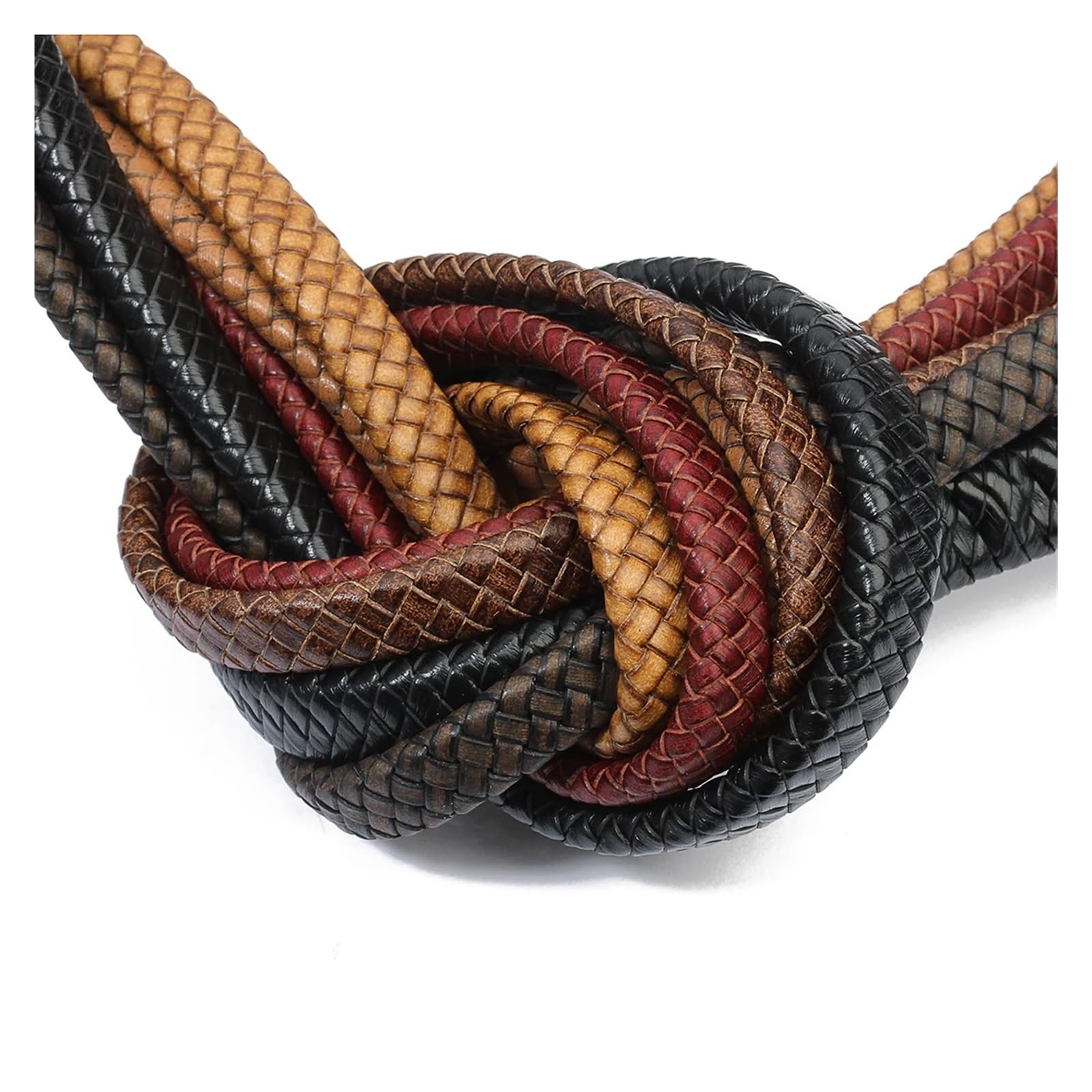 Geflochtene Lederkordel 1 Yard geflochtene Lederschnüre im Vintage-Stil, 10/12 mm, buntes, flaches Lederseil zur Herstellung von Armbändern, Bastelarbeiten, Schmuckzubehör(Dark Brown,12mm)