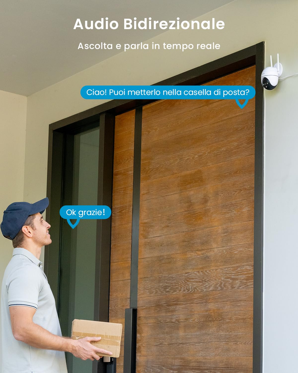 ieGeek 2K Telecamera Wi-Fi Esterno 360° PTZ Videocamera Sorveglianza WiFi con 3MP Visione Notturna a Colori 15m,Rilevamento Umano PIR e Allarme Sonoro e Luminoso