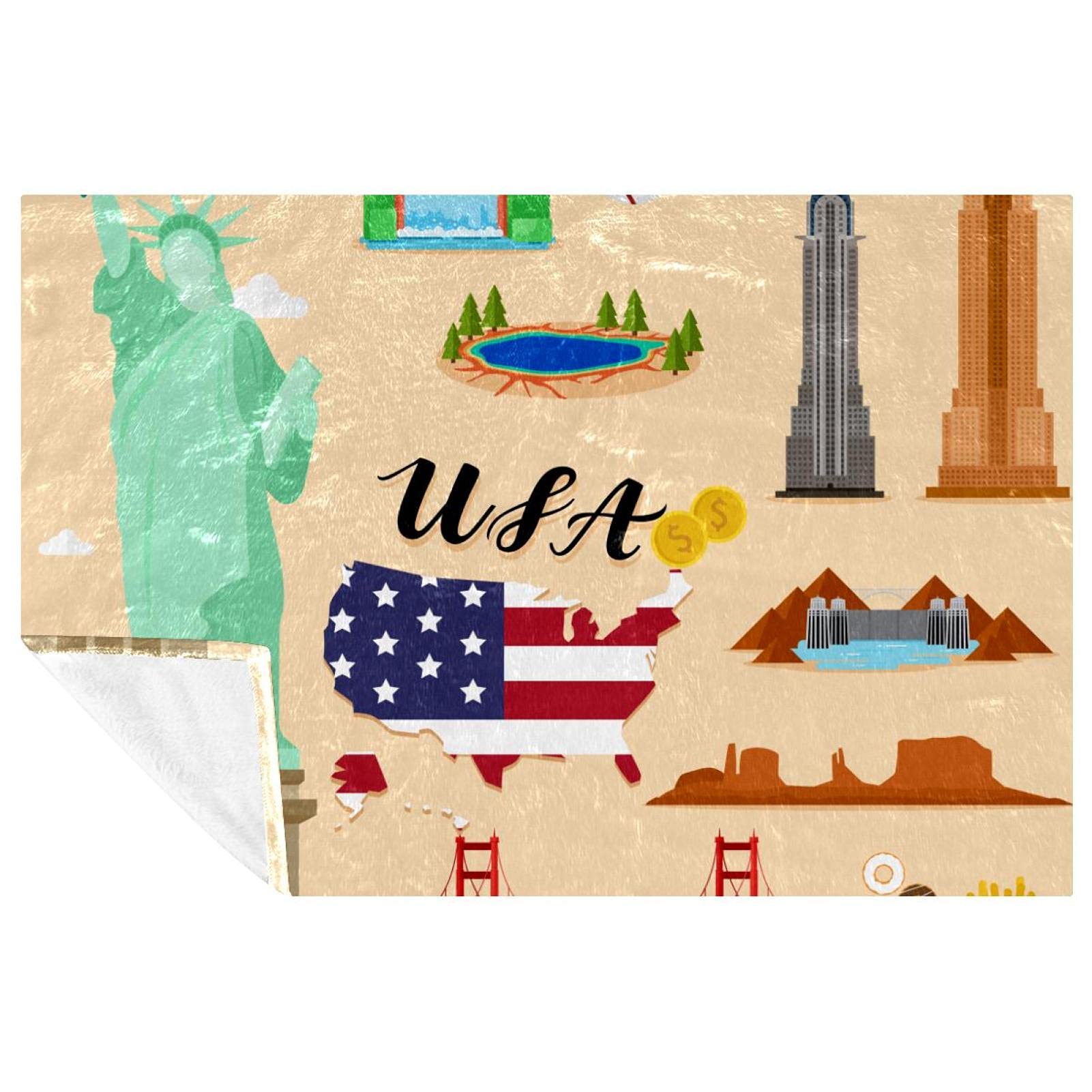 Couverture USA pour lit et pique-nique contre le froid en camping
