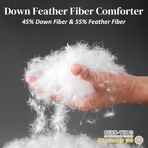 Miniatura 3 de Dreamhood Edredón de fibra de plumón tamaño Queen de 90 x 90 pulgadas, relleno de fibra de plumón y plumón, ultra suave, color blanco, para todas