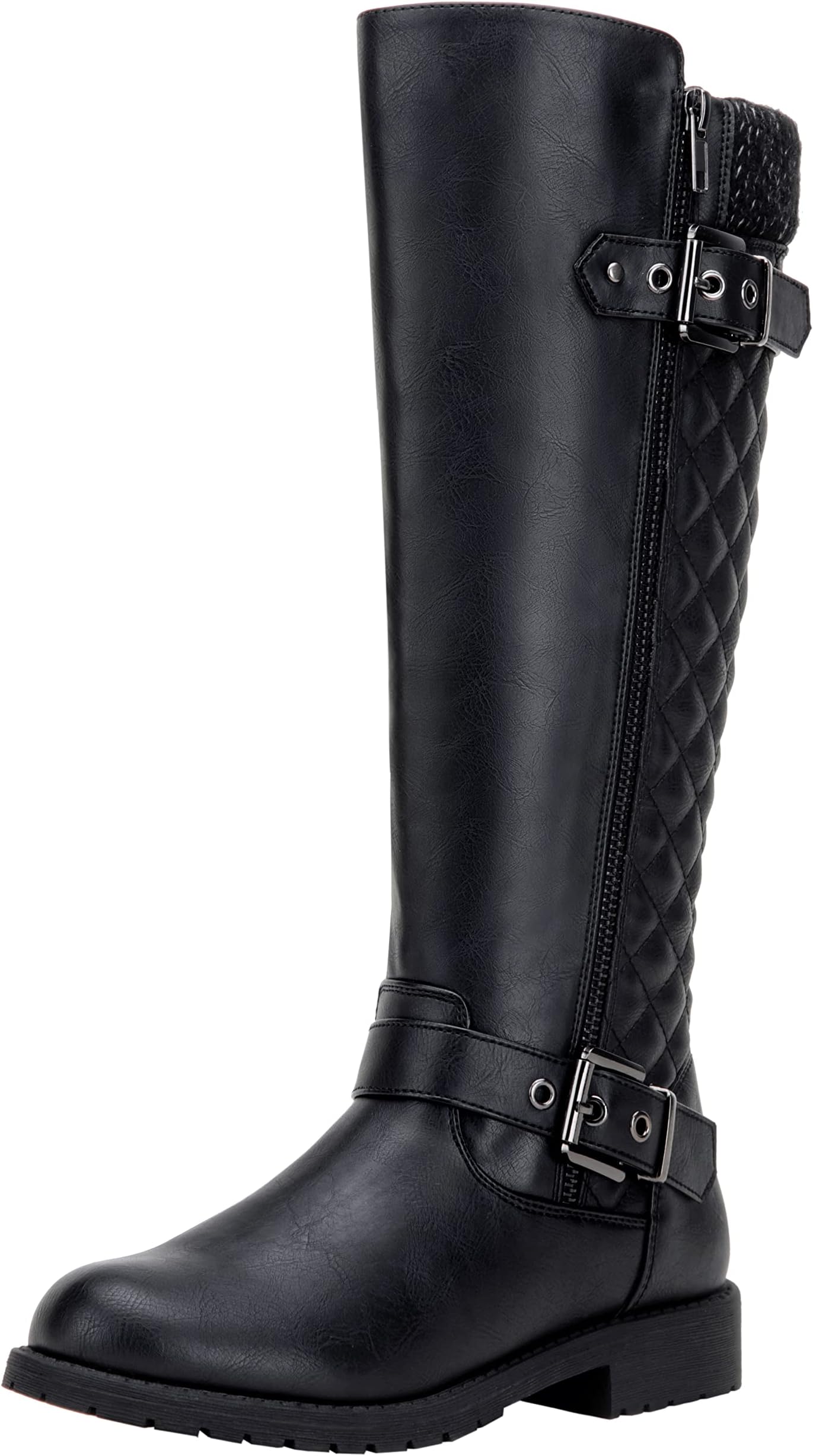 Jeossy Women's 50 Knee High Riding Boots Metal Buckle Calf Boot