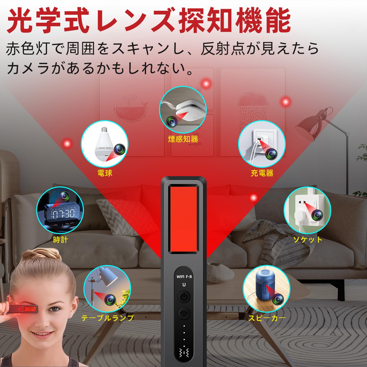 Amazon.co.jp: 盗聴器発見機 盗撮カメラ発見器 隠しカメラ探知機 磁場