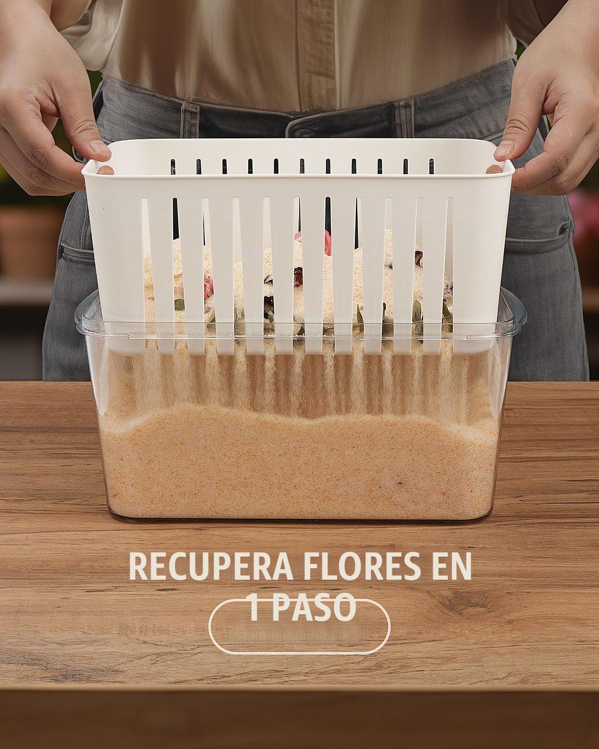Wisedry Recipiente de Gel de Sílice para Secar Flores, Recupera Flores Secas, Caja con Alfombrilla y Bolígrafo