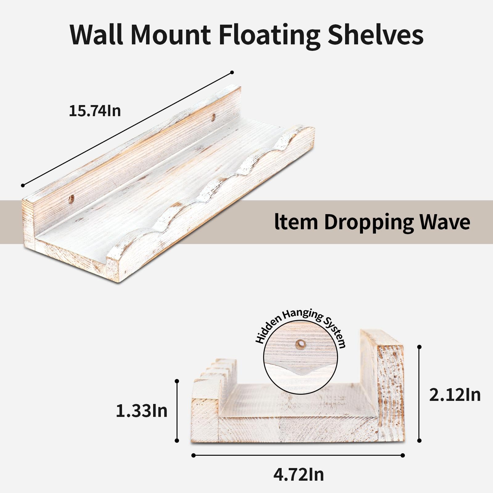 4 Piezas Estantes Flotantes de Pared Madera Rústica Rectangulares Organizadores Decorativos para Almacenar Libros Plantas Fotos Trofeos Adecuados