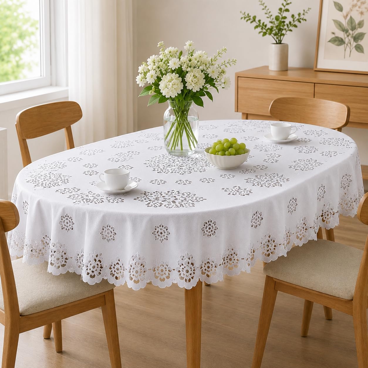 MforStyle Oval Tablecloth White 51"x67" (130cm x 170cm)