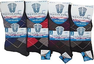 6 PAIRS NON ELASTIC DIABETIC MEN'S EASY GRIP LOOSE SOFT TOP CLASSIC RICH COTTON SOCKS