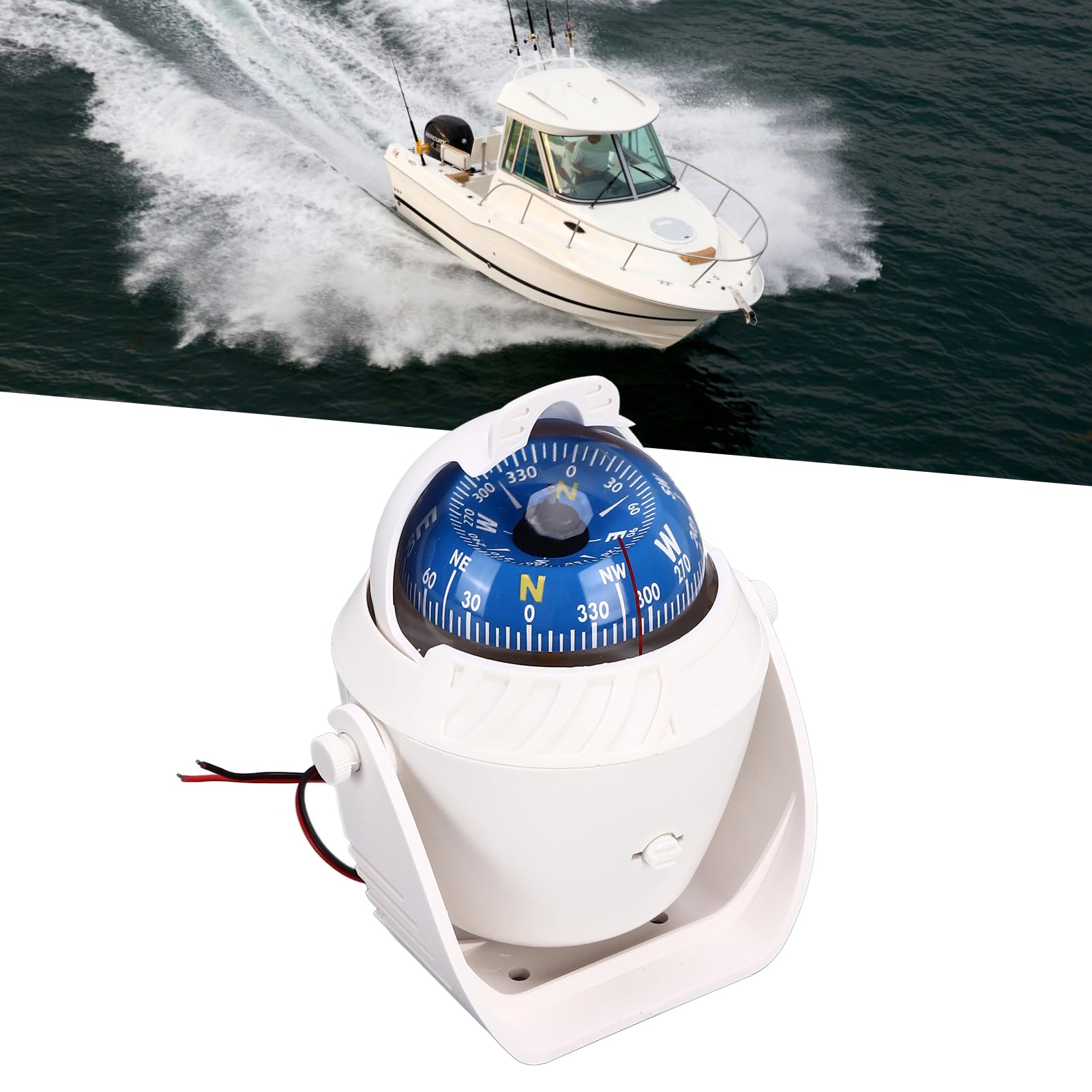 Boussole de Navigation pour Bateau Marin, Réglage Magnétique, éclairage Nocturne pour Voitures, Navires, Caravanes