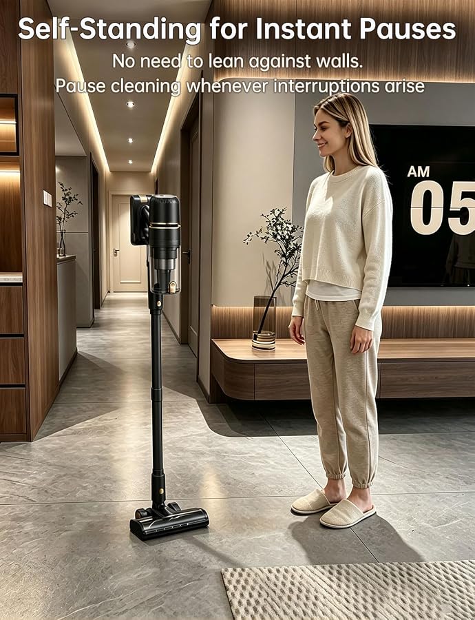 OXVAC Cordless Stick Vacuum Cleaner for Pet Hair, 58 kPa, Up to 65 Minutes | 600W Motor, Self-Cleaning, Self-Standing and Anti-Tangle Design for Carpets, Hard Floors and Everyday Cleaning, image 4
