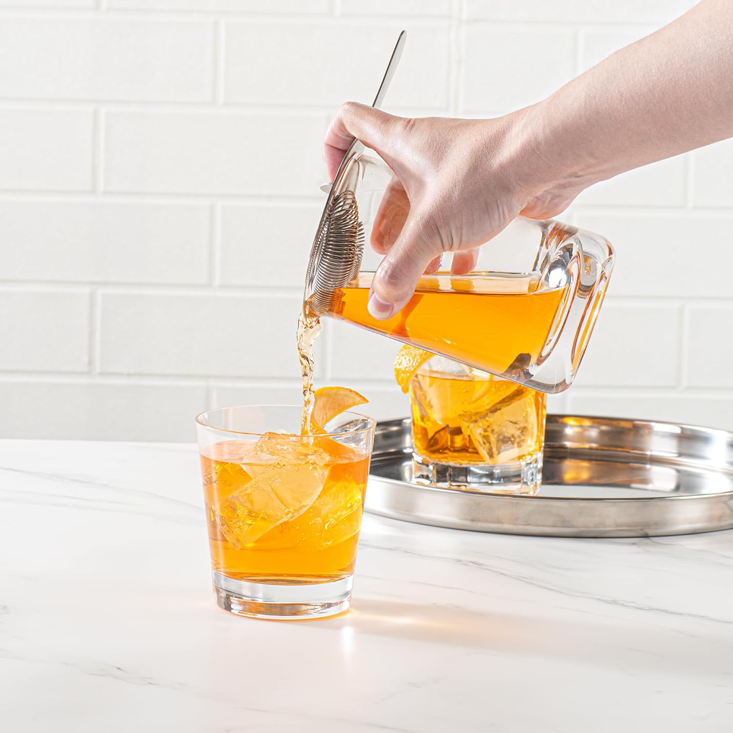 Restaurantware Moda Nude 13 Ounce Crystal Old Fashioned Glasses Set of 6 Dishwasher-Safe Lowball Glasses - Heavy Base Laser-Cut Rim Fine-Blown Crystal Cocktail Glasses For Scotch or Whiskey