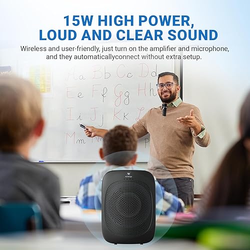 Miniatura 2 de Amplificador de voz Bluetooth con micrófono inalámbrico de solapa Lavalier para profesores, micrófono de clip de altavoz portátil, mini megáfono