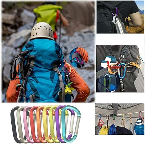 Miniatura 5 de LESHIRY Mosquetones grandes de aluminio de 3 pulgadas en forma de D de alta calidad, duradero, mosquetón, gancho de clip, accesorios de campamento,