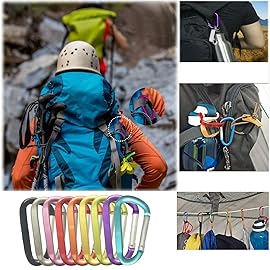 LESHIRY Large Carabiners Keychain 3 Aluminum D Shape Premium Durable D-Ring Carabiner Clip Hook Camping Accessories Snap Link Key Chain Durable Improved Design (4pcs(Pink+Purple))