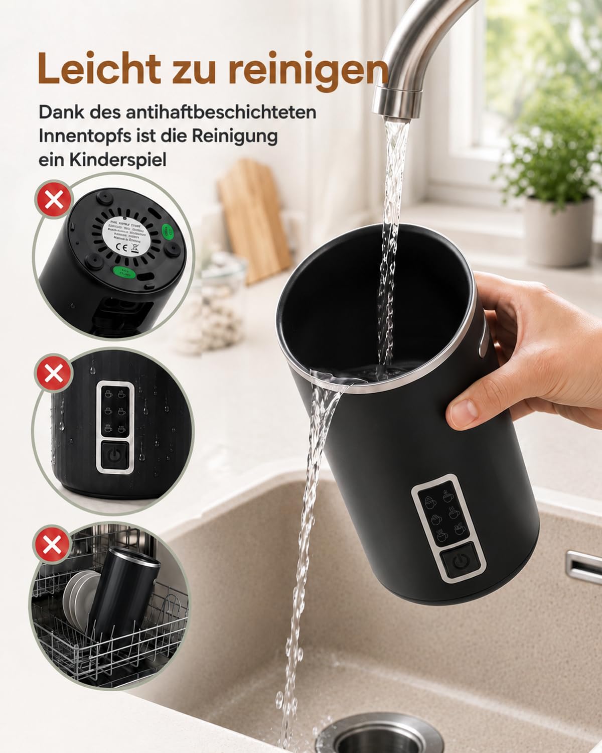VIOWEY Espumador de leche eléctrico 6 en 1 – Espumador de leche automático de 250 ml, gran capacidad, apagado automático, funcionamiento silencioso, adecuado para espuma de leche caliente y fría